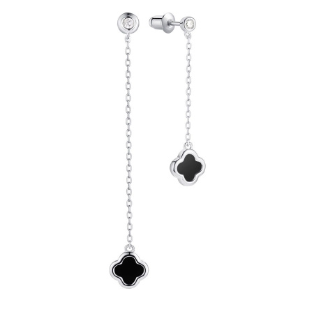 Серьги из серебра с керамикой и фианитами