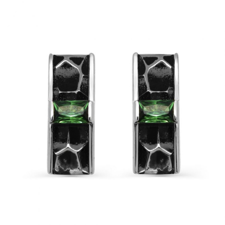 Серьги из серебра «Матрица» с зеленым фианитом
