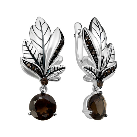 Серьги из серебра «Цветок» с раухтопазами