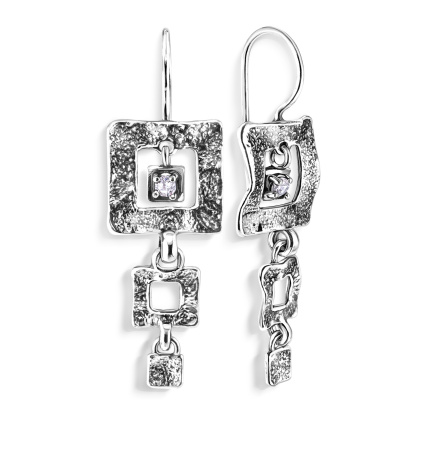 Серьги из серебра с фианитами