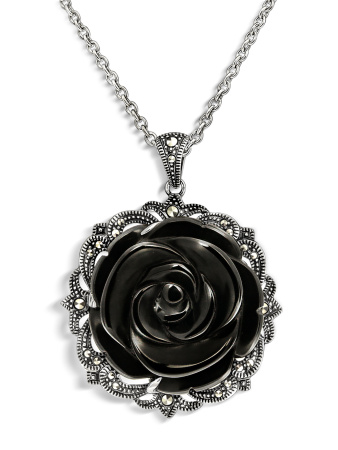 Серебряный кулон ALEXANDRE VASSILIEV с черным ониксом и марказитами Swarovski