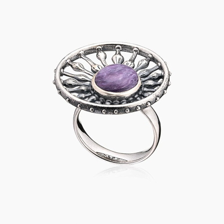 Кольцо из серебра с камнем чароит