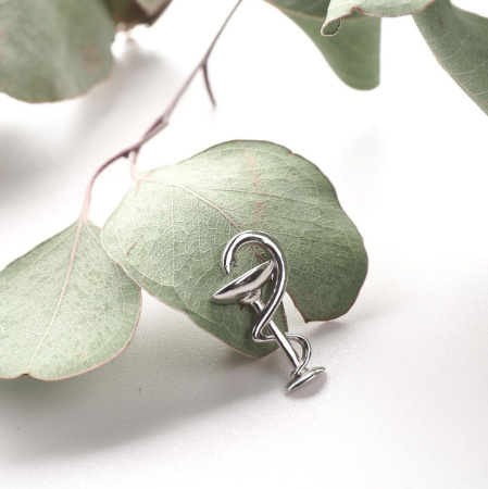 Серебряная брошь «Авиценна» Чаша Гигеи со змеей медицинская врачу