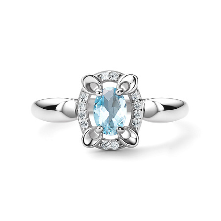 Кольцо из серебра с топазом и фианитами