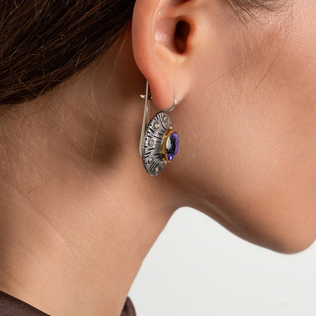 Серебряные серьги с аметистами «Сумеречный покров»