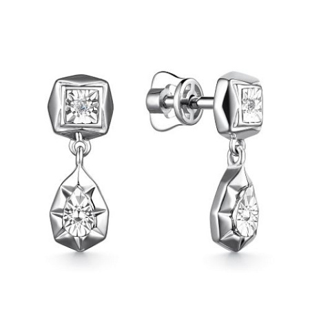 Серебряные серьги с бриллиантом