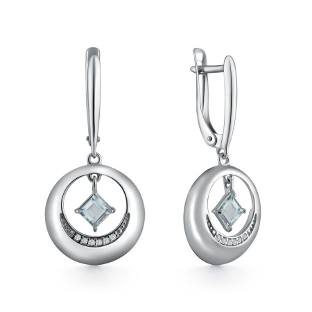 Серьги из серебра с топазом и фианитами