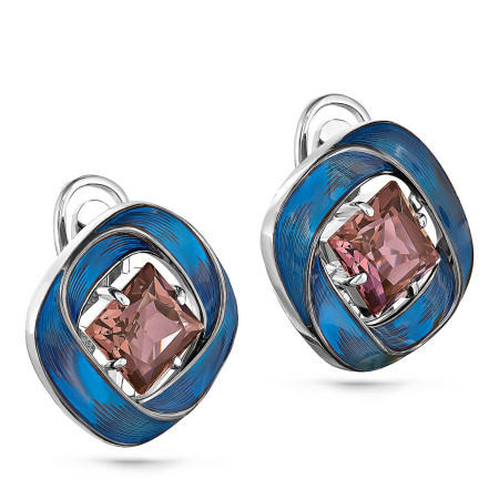 Серебряные серьги с ситаллом и эмалью