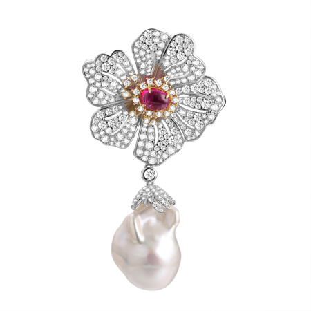 Брошь-подвеска из серебра «Цветок»