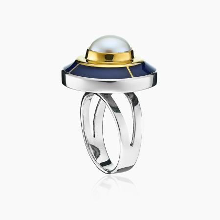 Кольцо из серебра с камнем жемчуг