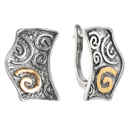 Серебряные серьги с золотом