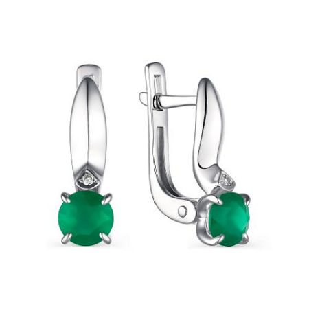 Серебряные серьги с агатом и бриллиантом