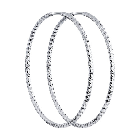 Серьги конго из серебра с алмазной гранью 3,5 см