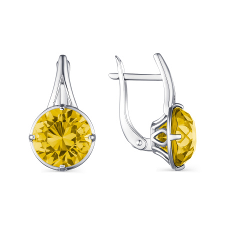 Серьги из серебра с цитрином