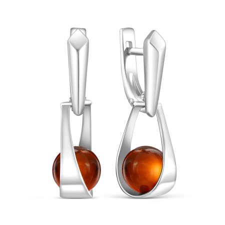 Серебряные серьги с янтарем