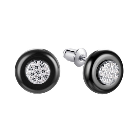 Серьги из серебра с керамикой и фианитом