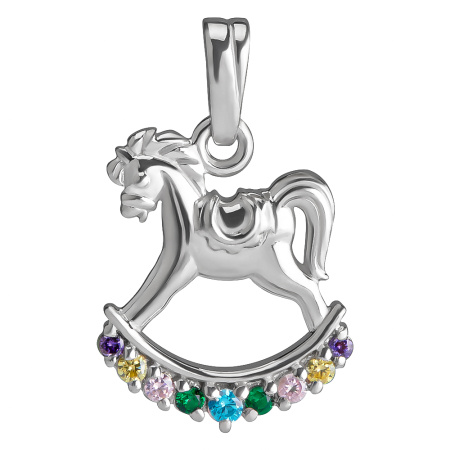 Подвеска из серебра «Лошадка-качалка» с фианитами