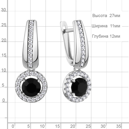 Серьги из серебра с фианитами и стеклом