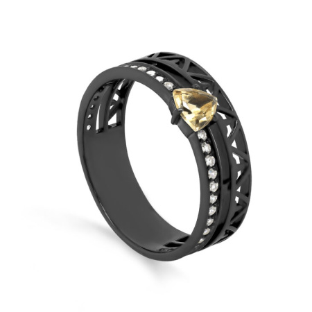 Кольцо из серебра с цитрином и фианитами «Арабелла»