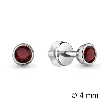 Серьги-воздики из серебра с гранатом