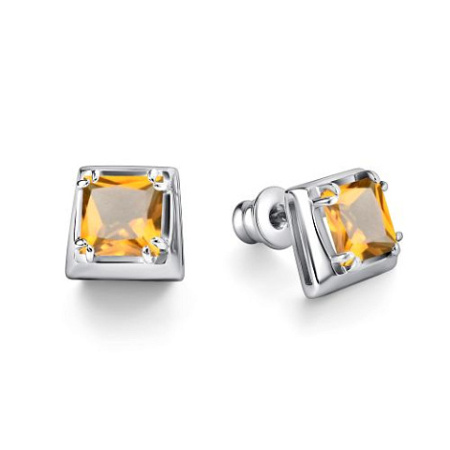 Серьги-пусеты из серебра с цитрином