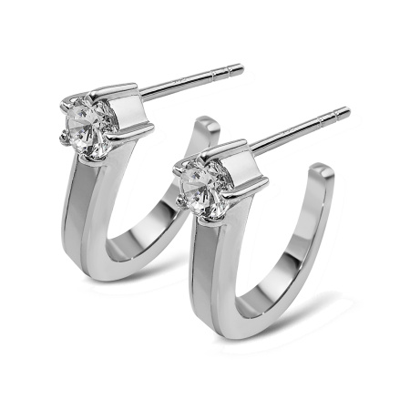 Серебряные серьги с белым топазом