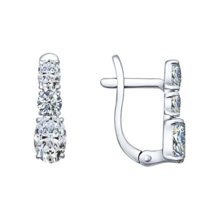 Серьги из серебра с фианитами
