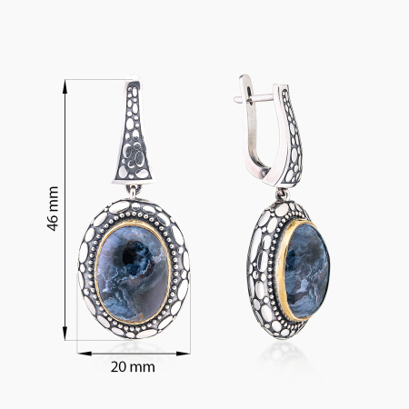 Серьги из серебра с камнем питерсит