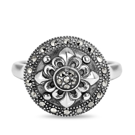 Серебряное кольцо с марказитами Swarovski