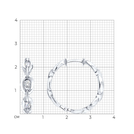 Серьги из серебра с фианитами