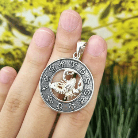 Серебряный кулон знак зодиака «Рак»