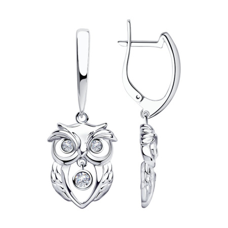 Серьги из серебра с фианитами «Сова»