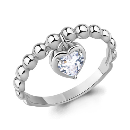 Серебряное кольцо с фианитом «Сердце»