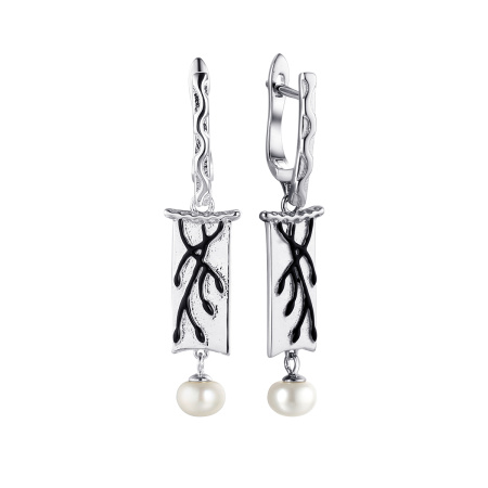 Серебряные серьги с жемчугом «Дерево»