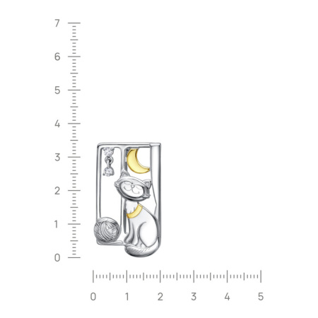 Брошь из серебра «Кошка на окошке»