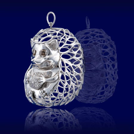 Ёлочная игрушка из серебра «Ежик»