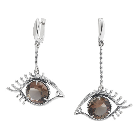 Серьги из серебра с раухтопазом «Я тебя вижу»