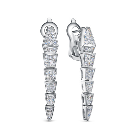 Серебряные серьги с фианитами «Змея»
