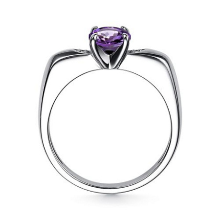 Кольцо из серебра с аметистом и бриллиантом