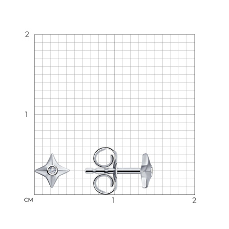 Серьги из серебра с искусственно выращенными бриллиантами