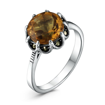 Кольцо из серебра с султанитом и марказитами