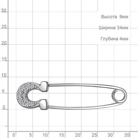 Булавка из серебра с фианитами «Подкова»