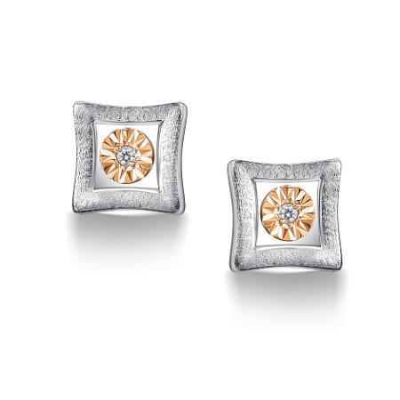 Серебряные серьги-гвоздики с бриллиантами