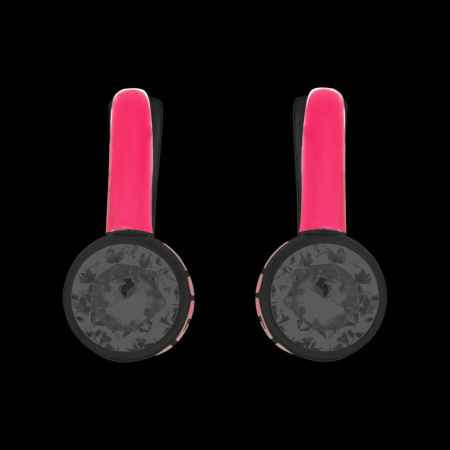 Серьги из серебра с фианитом и светоотражающей эмалью