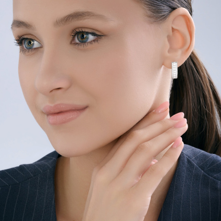 Серьги из серебра с фианитами