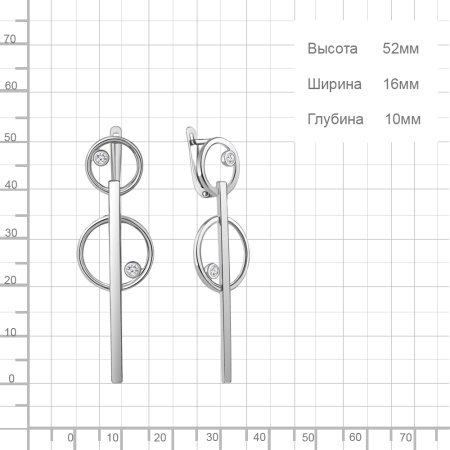 Серьги из серебра с фианитами