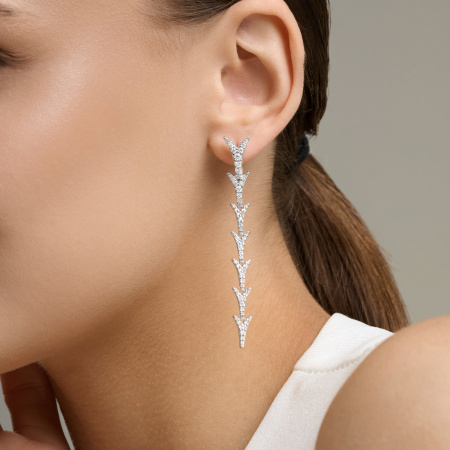 Серьги из серебра с фианитами