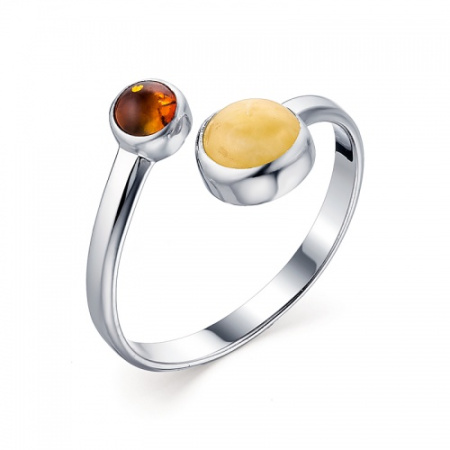 Серебряное разъемное кольцо с янтарем