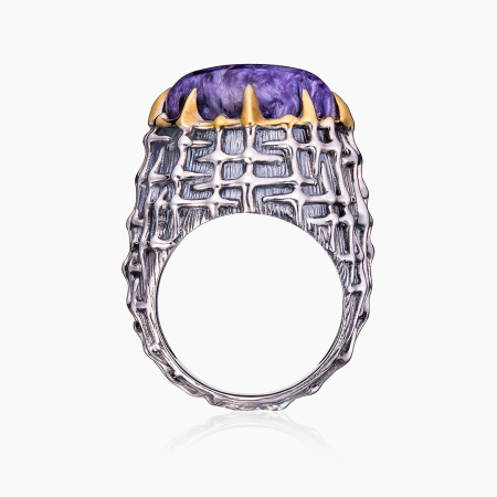 Кольцо из серебра с чароитом