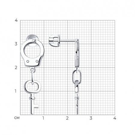 Серьги из серебра «Наручники и ключ»